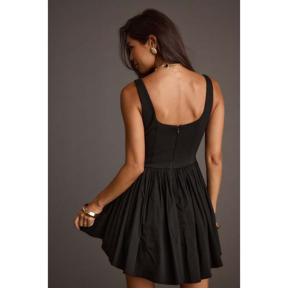 12th Tribe Kit Black Drop Waist Mini Dress Size L - Picture 2 of 3
